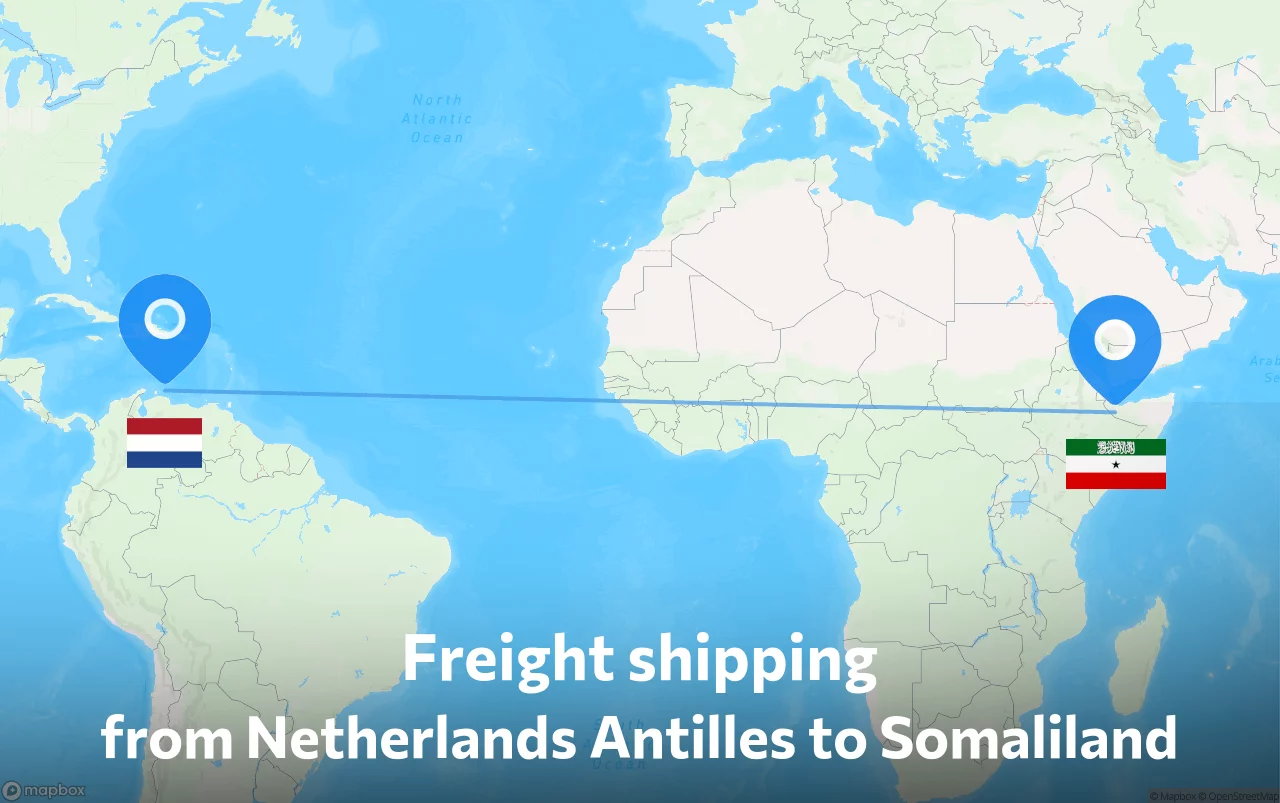 Shipping route from Netherlands Antilles to Somaliland