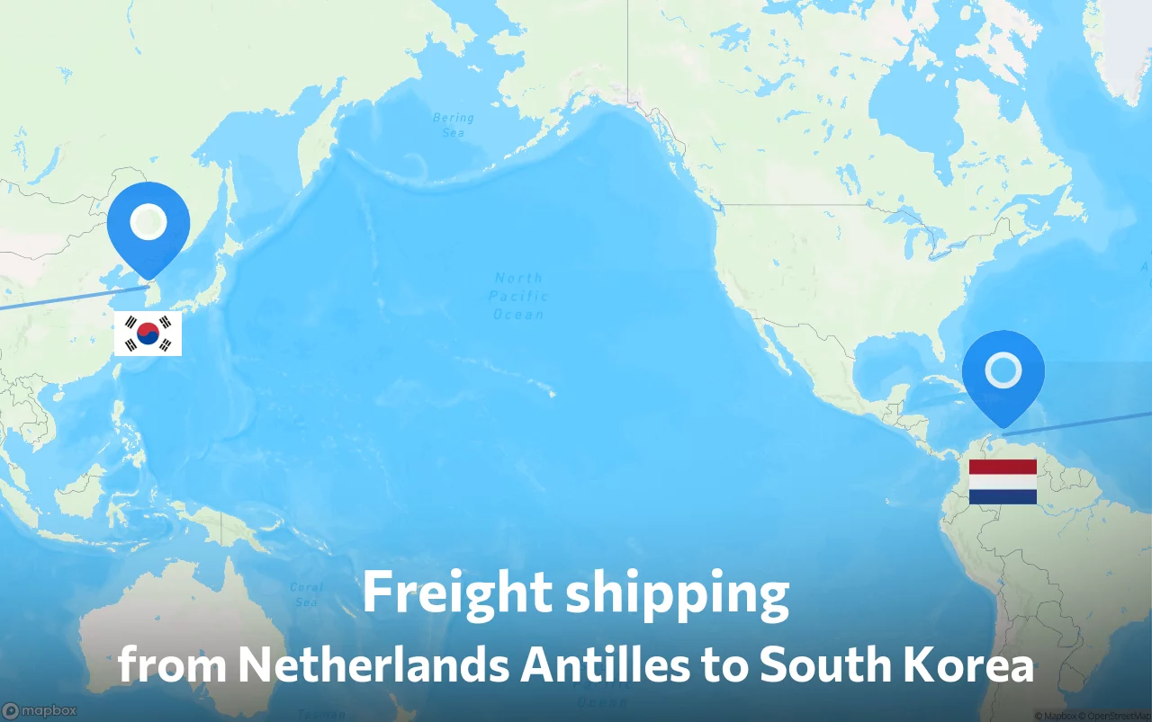 Shipping route from Netherlands Antilles to South Korea