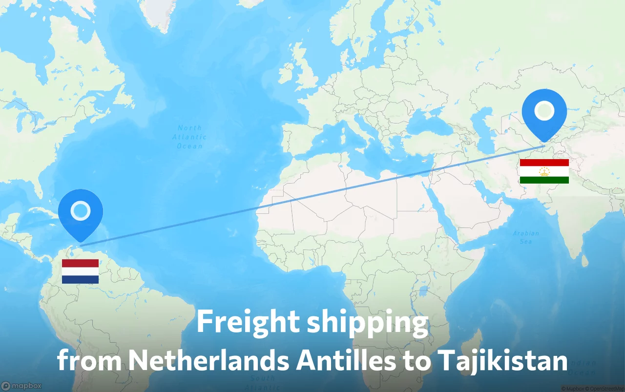 Shipping route from Netherlands Antilles to Tajikistan