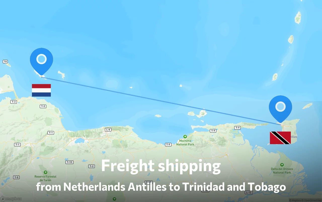 Shipping route from Netherlands Antilles to Trinidad and Tobago