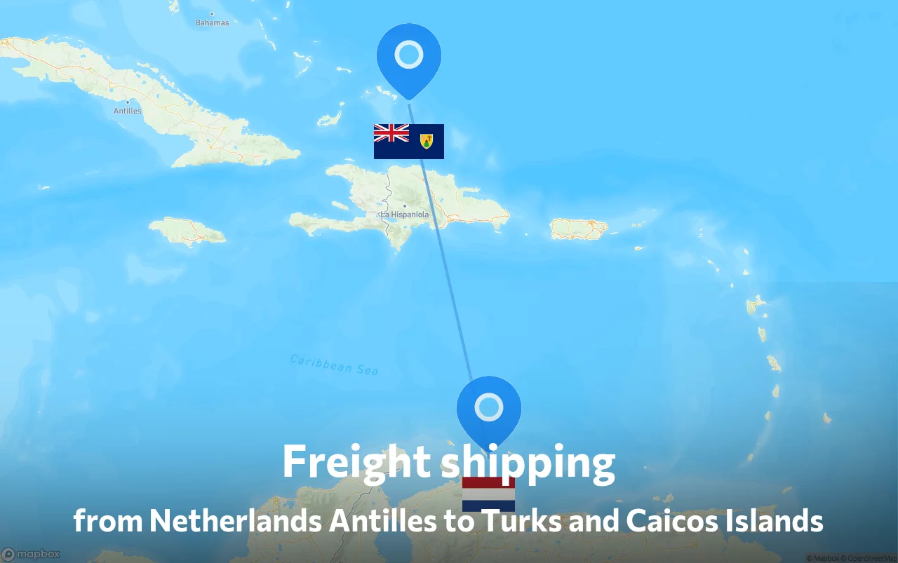 Shipping route from Netherlands Antilles to Turks and Caicos Islands