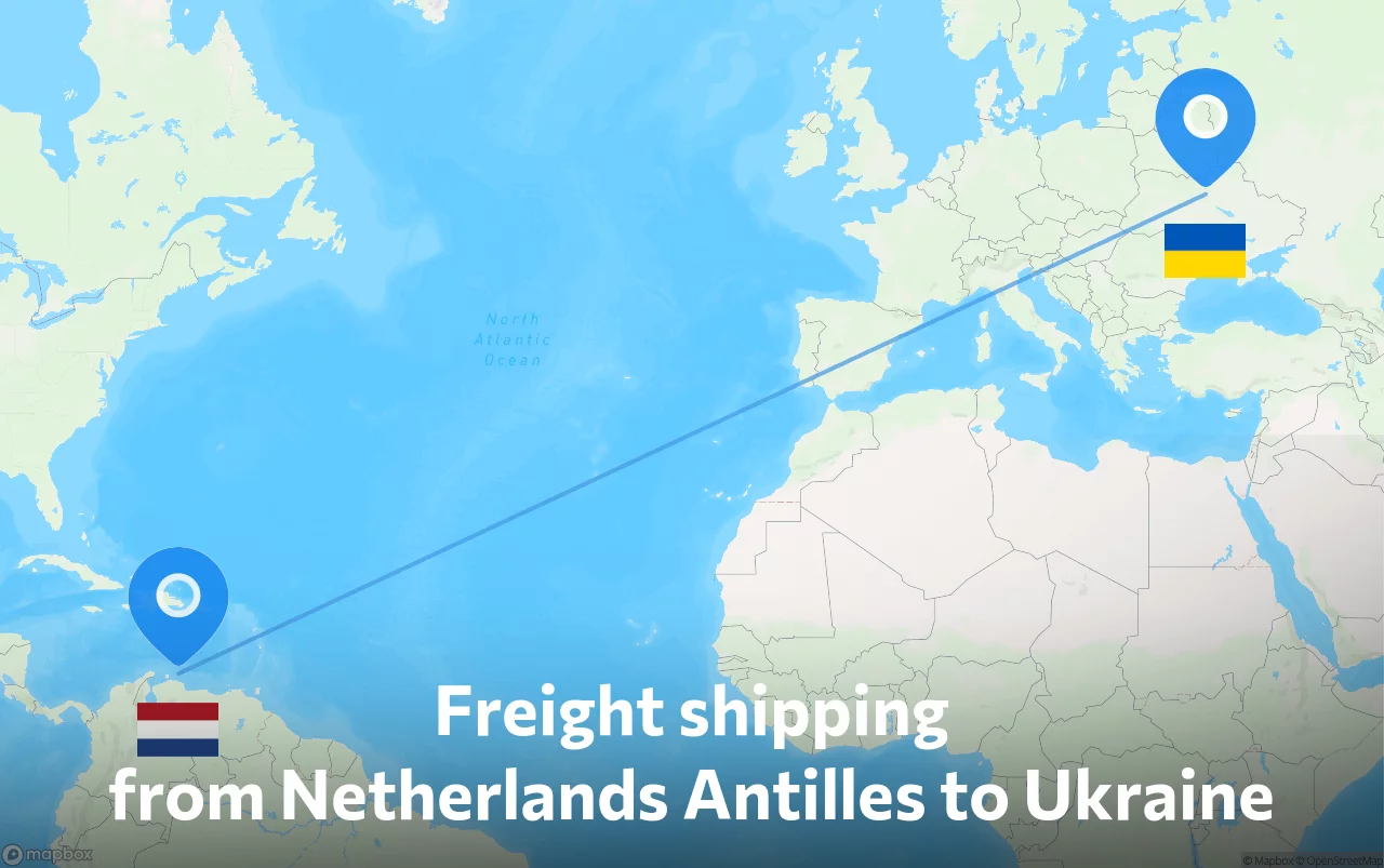 Shipping route from Netherlands Antilles to Ukraine