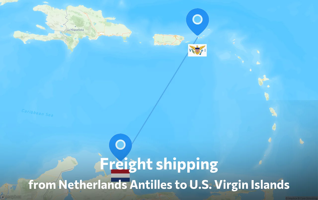 Shipping route from Netherlands Antilles to U.S. Virgin Islands