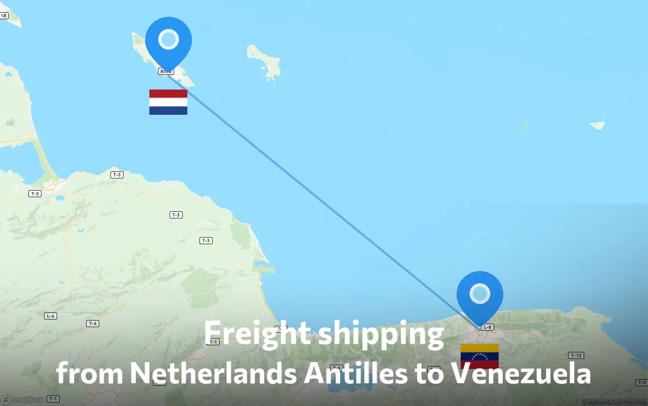 Shipping route from Netherlands Antilles to Venezuela