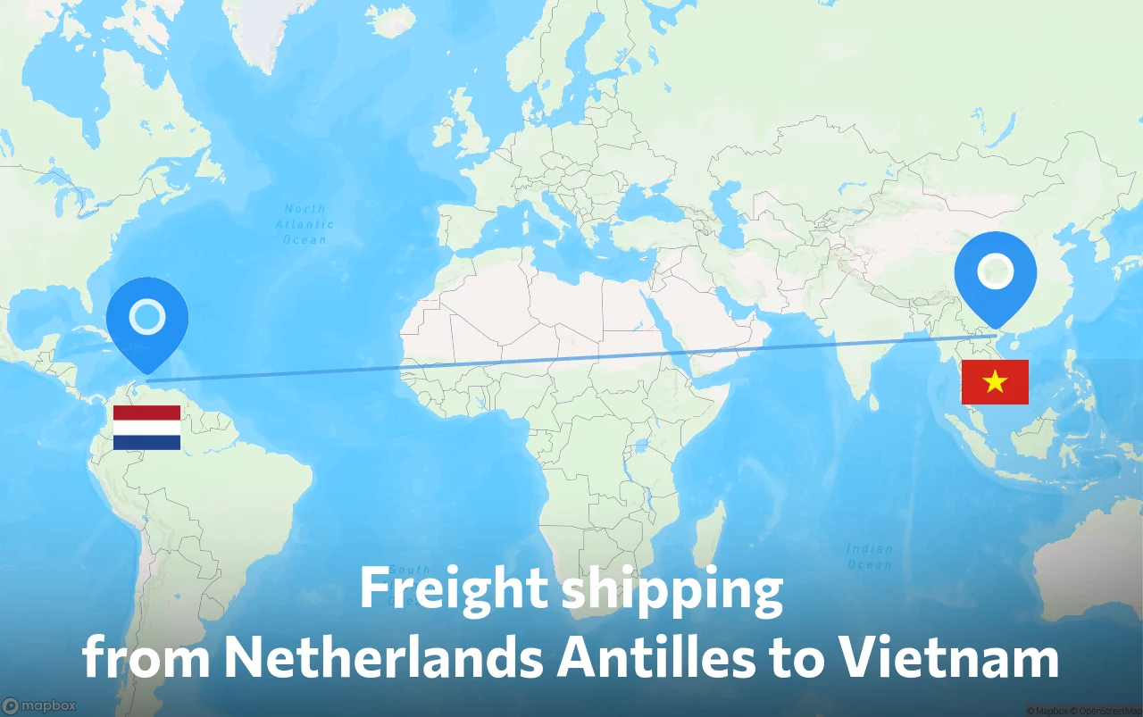 Shipping route from Netherlands Antilles to Vietnam