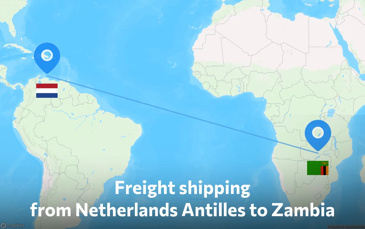 Shipping route from Netherlands Antilles to Zambia