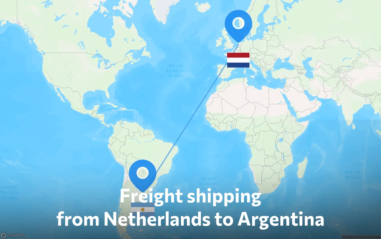 Shipping route from Netherlands to Argentina