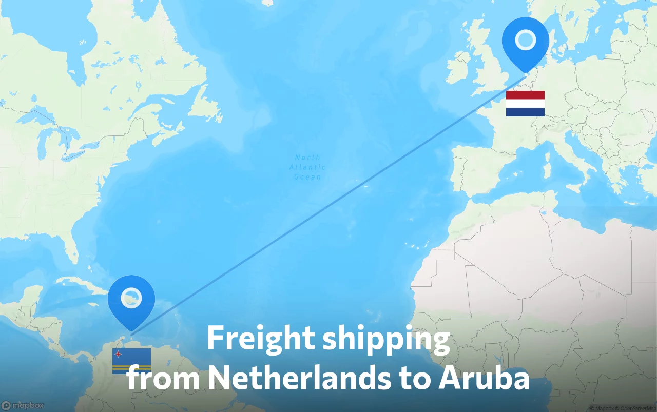 Shipping route from Netherlands to Aruba