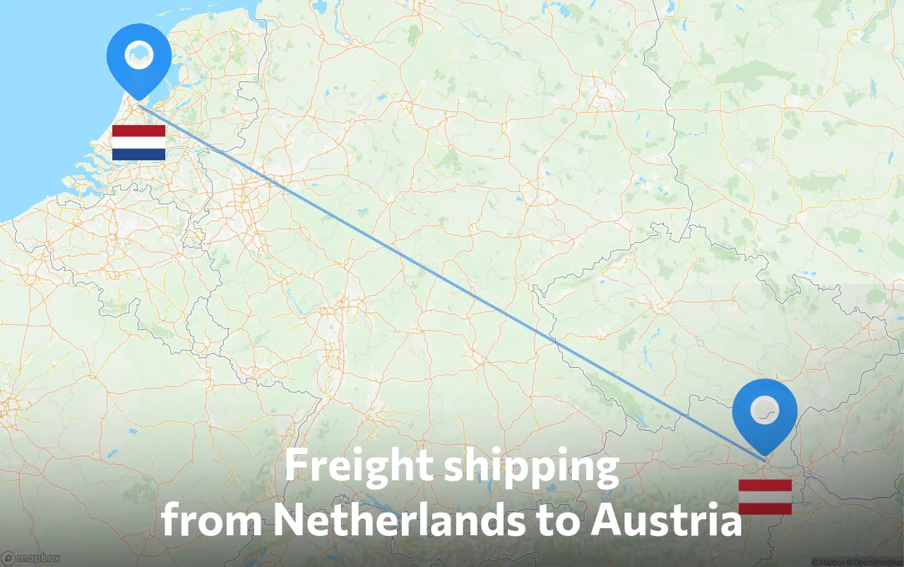 Shipping route from Netherlands to Austria
