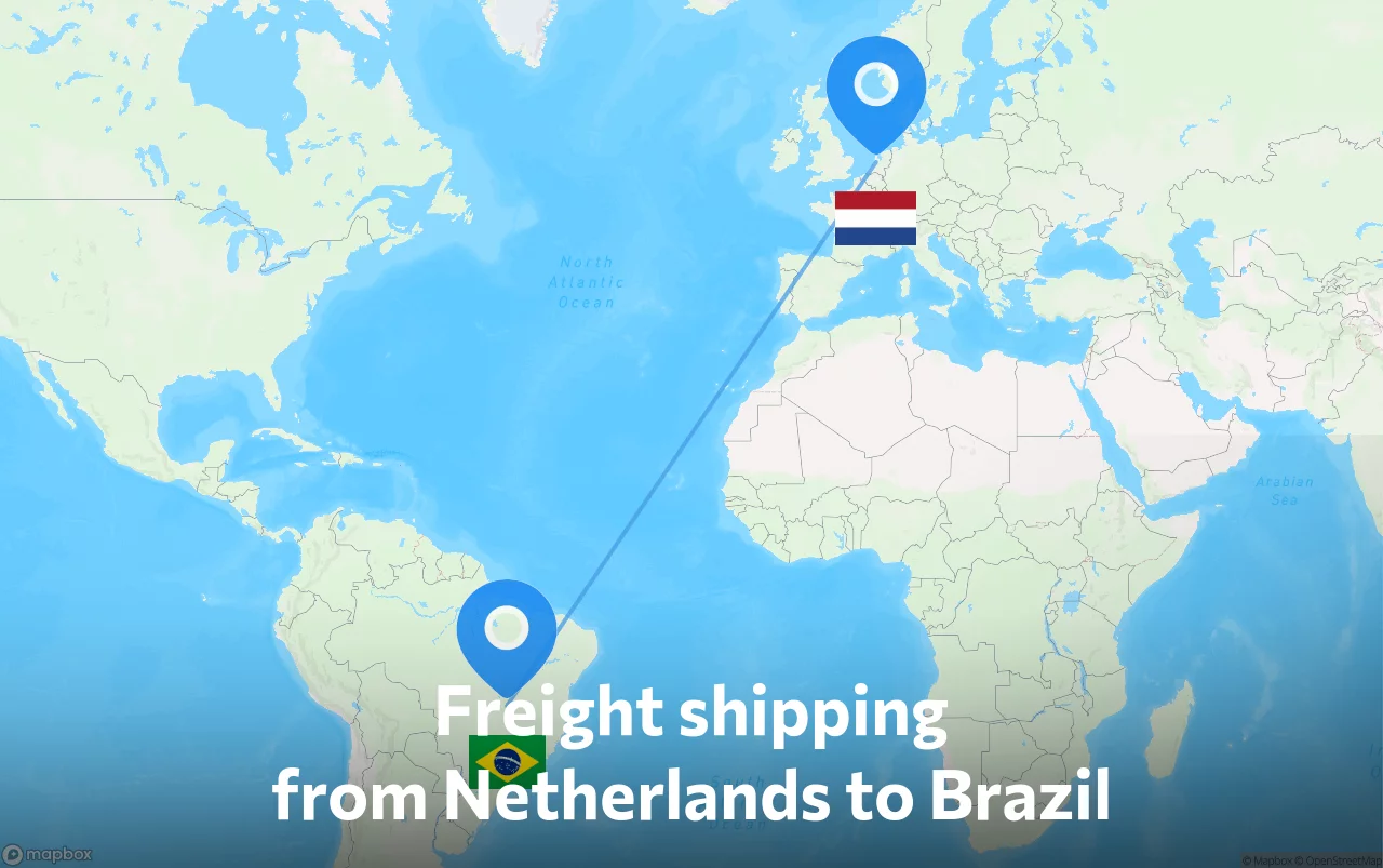 Shipping route from Netherlands to Brazil