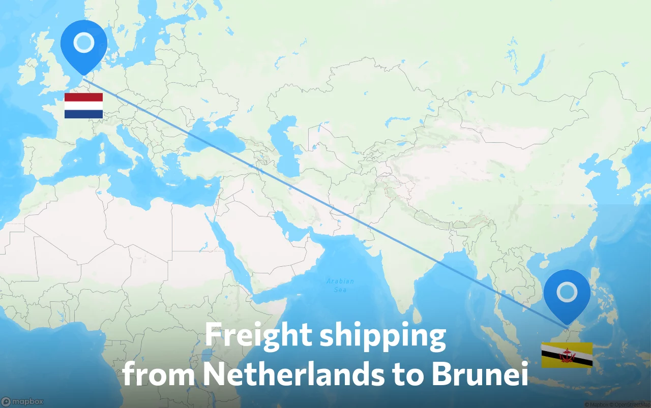 Shipping route from Netherlands to Brunei