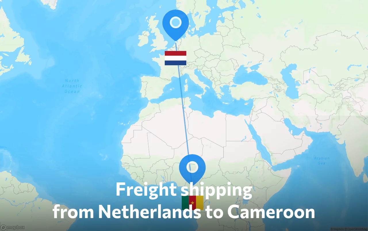 Shipping route from Netherlands to Cameroon