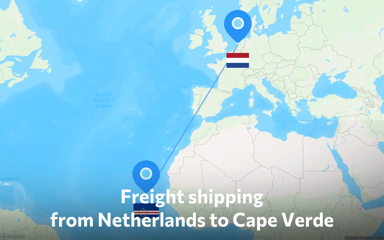 Shipping route from Netherlands to Cape Verde