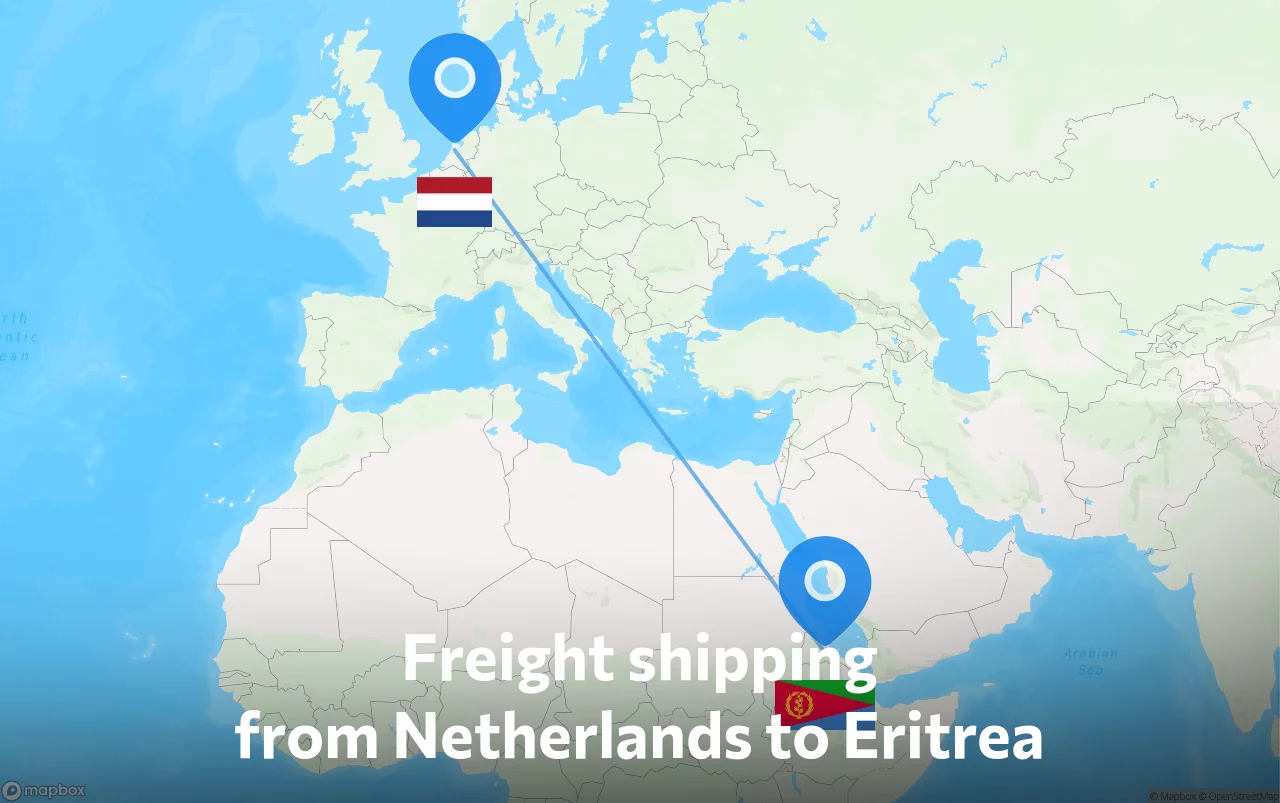 Shipping route from Netherlands to Eritrea