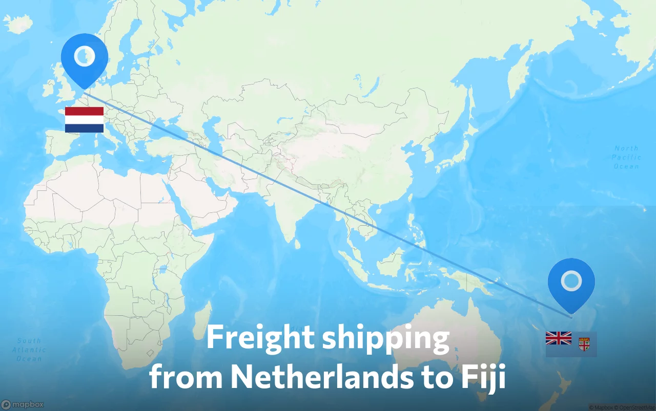Shipping route from Netherlands to Fiji