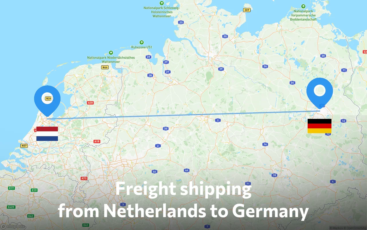 Shipping route from Netherlands to Germany