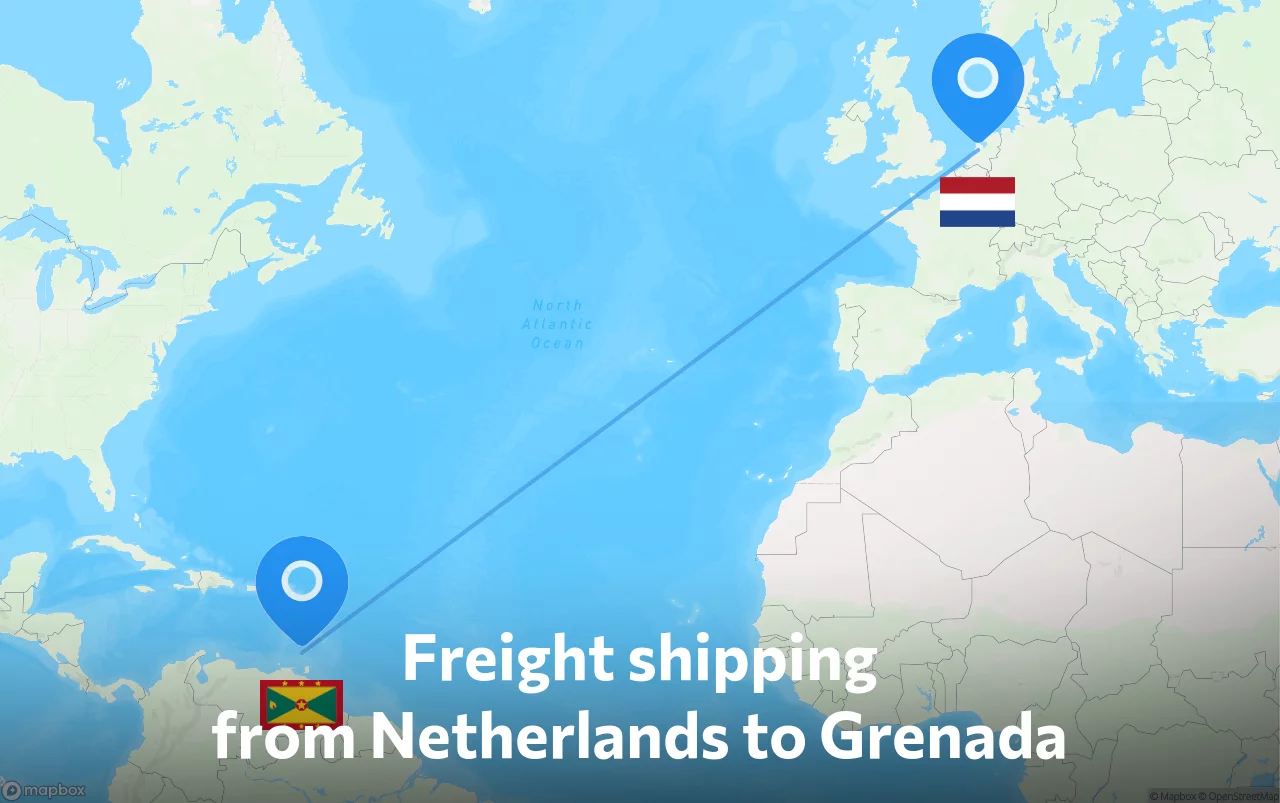 Shipping route from Netherlands to Grenada