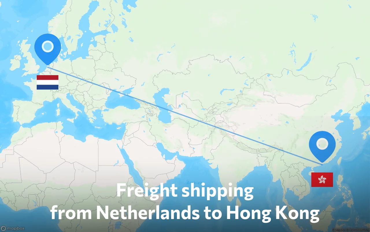 Shipping route from Netherlands to Hong Kong