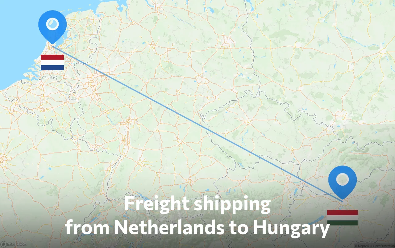 Shipping route from Netherlands to Hungary