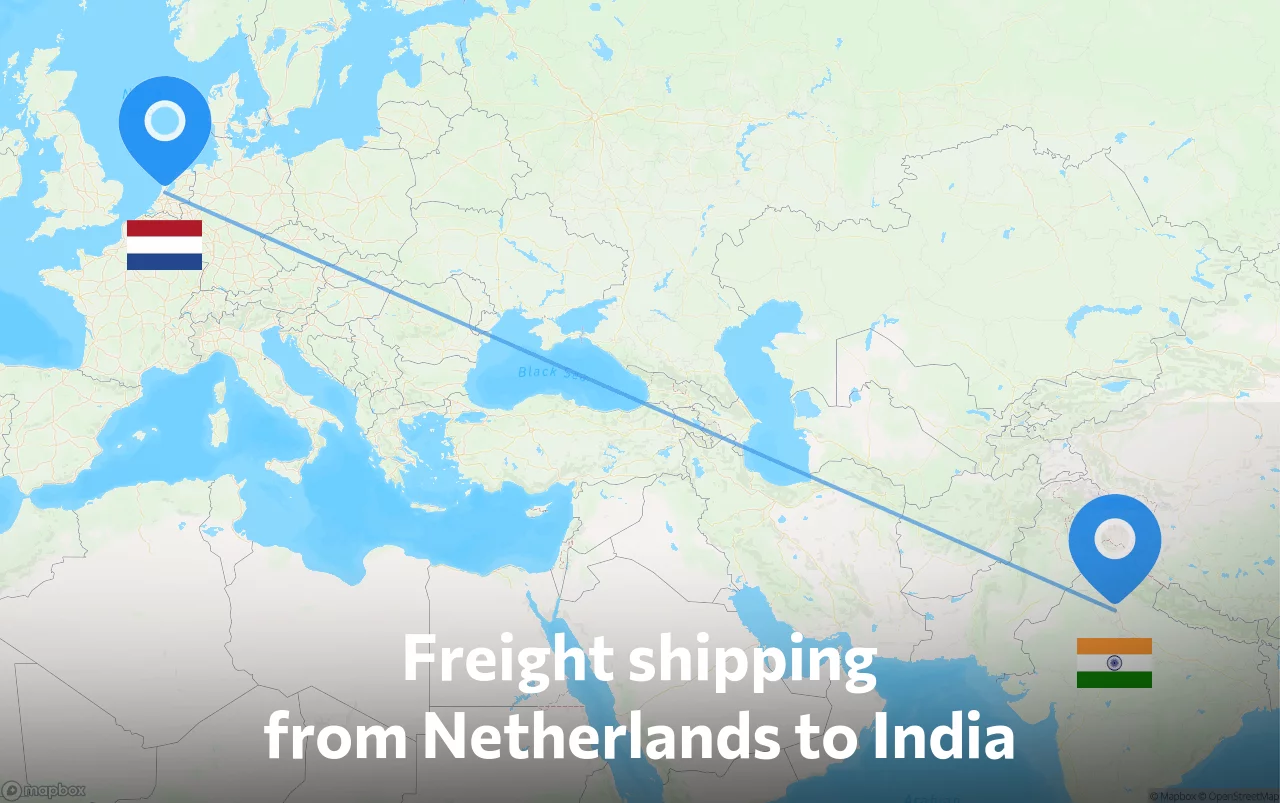 Shipping route from Netherlands to India