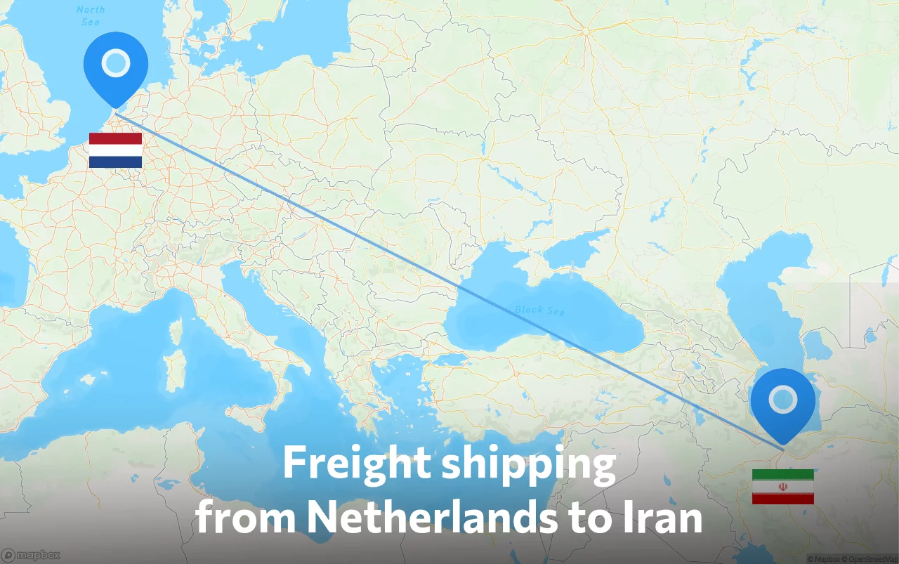 Shipping route from Netherlands to Iran