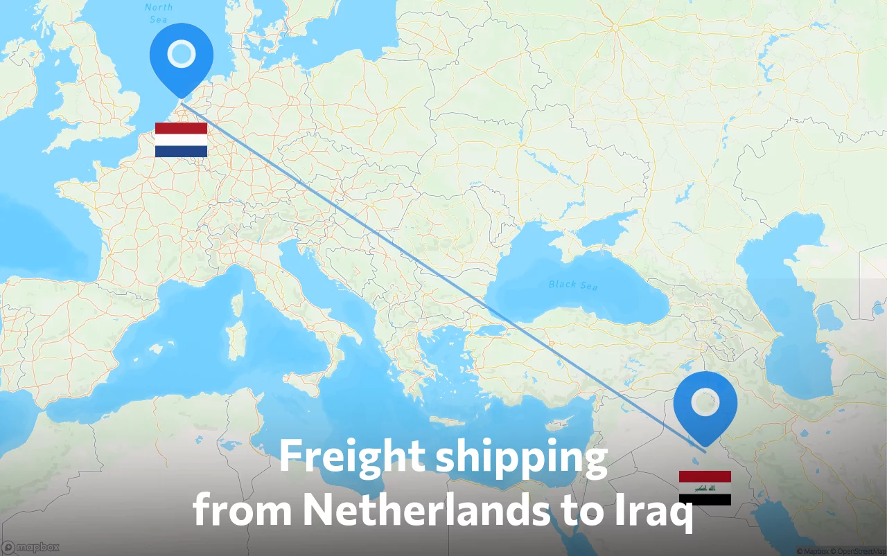 Shipping route from Netherlands to Iraq