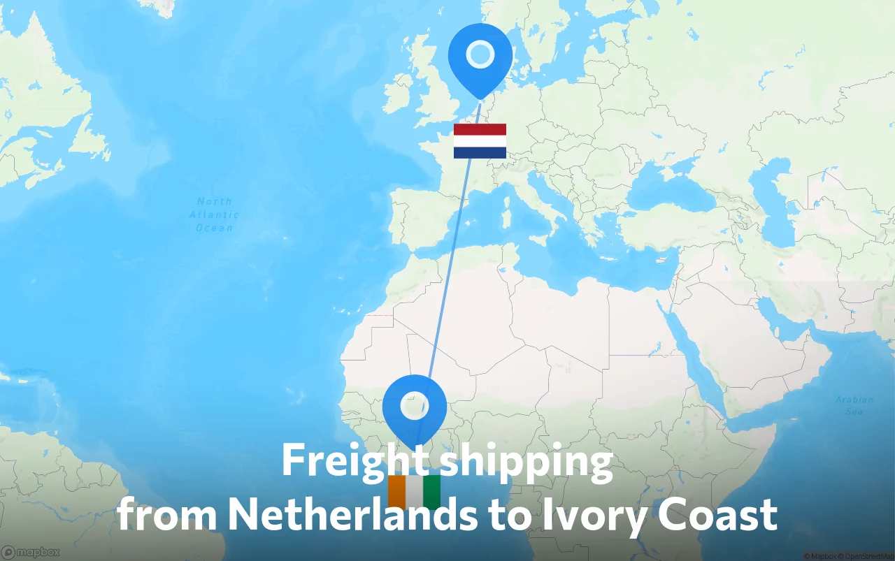 Shipping route from Netherlands to Ivory Coast