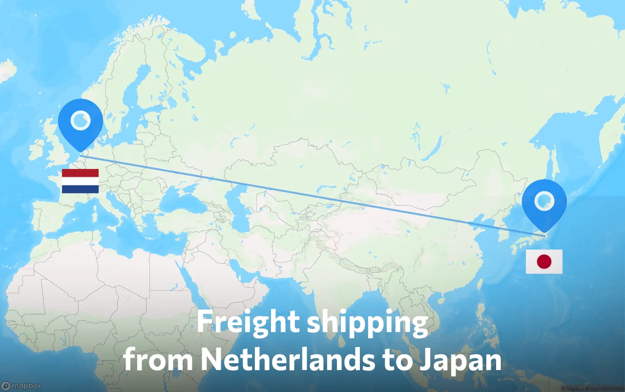 Shipping route from Netherlands to Japan