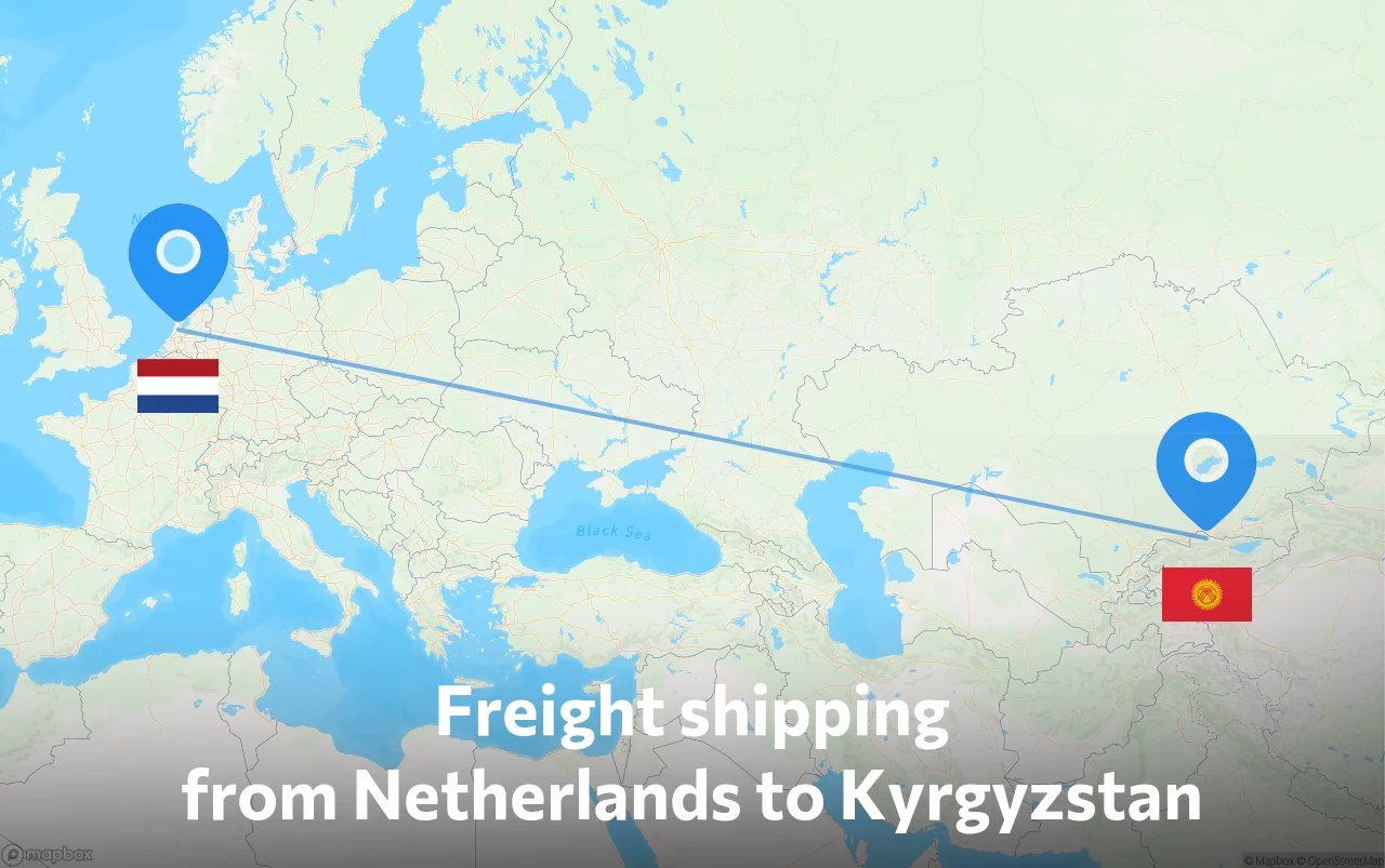 Shipping route from Netherlands to Kyrgyzstan