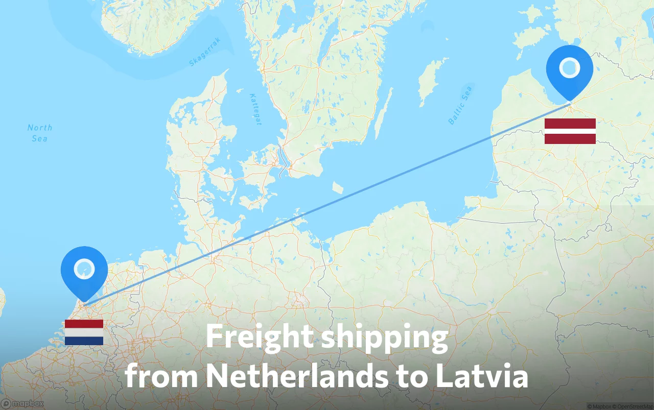 Shipping route from Netherlands to Latvia