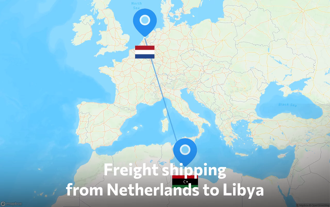 Shipping route from Netherlands to Libya