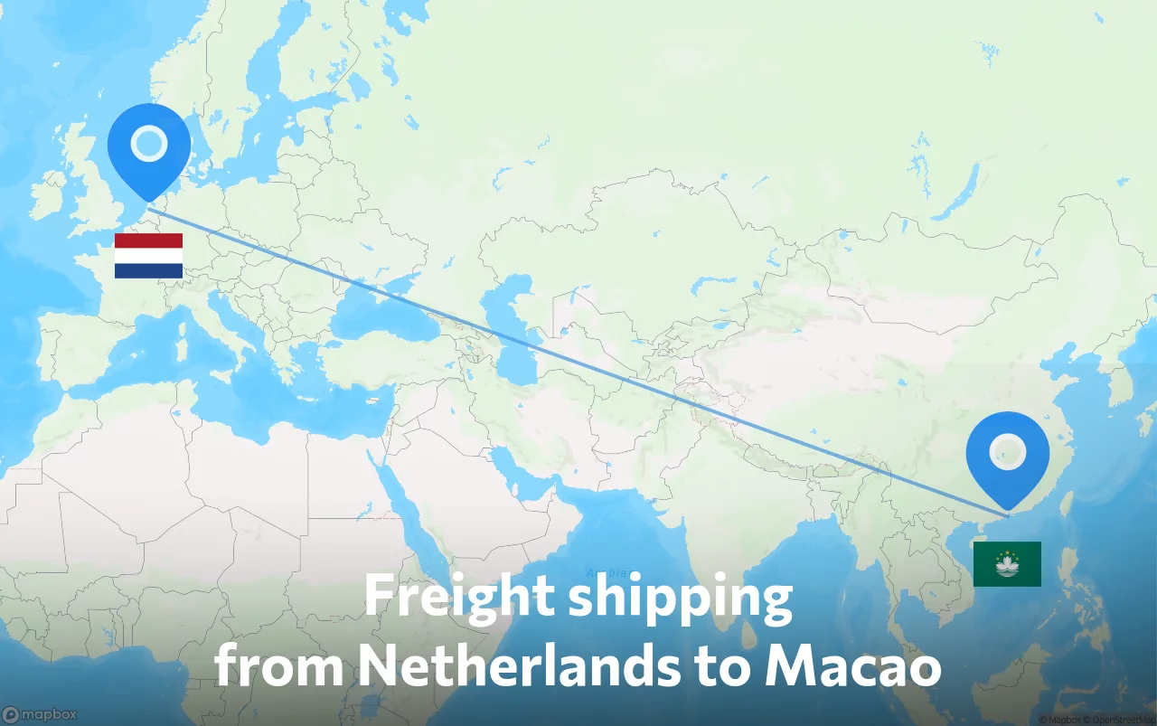 Shipping route from Netherlands to Macao