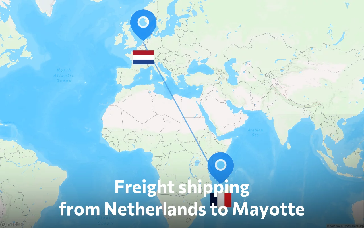 Shipping route from Netherlands to Mayotte