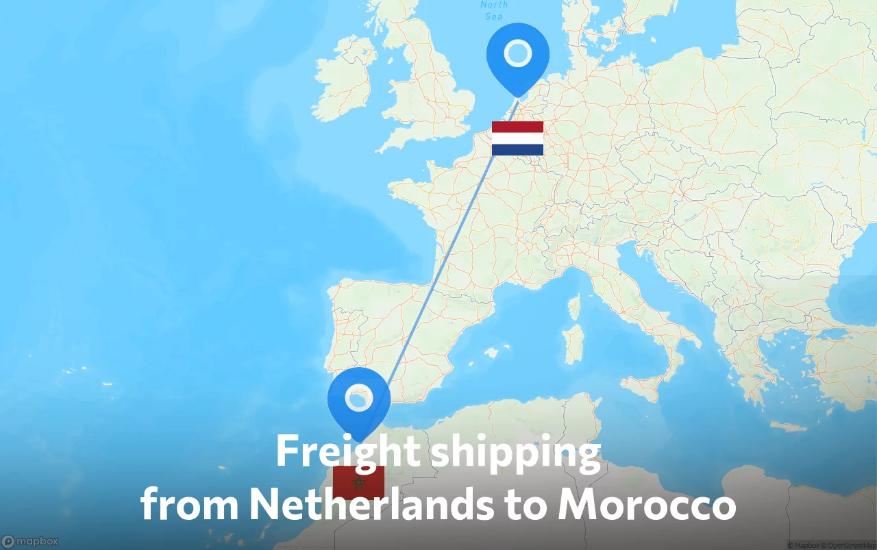 Shipping route from Netherlands to Morocco