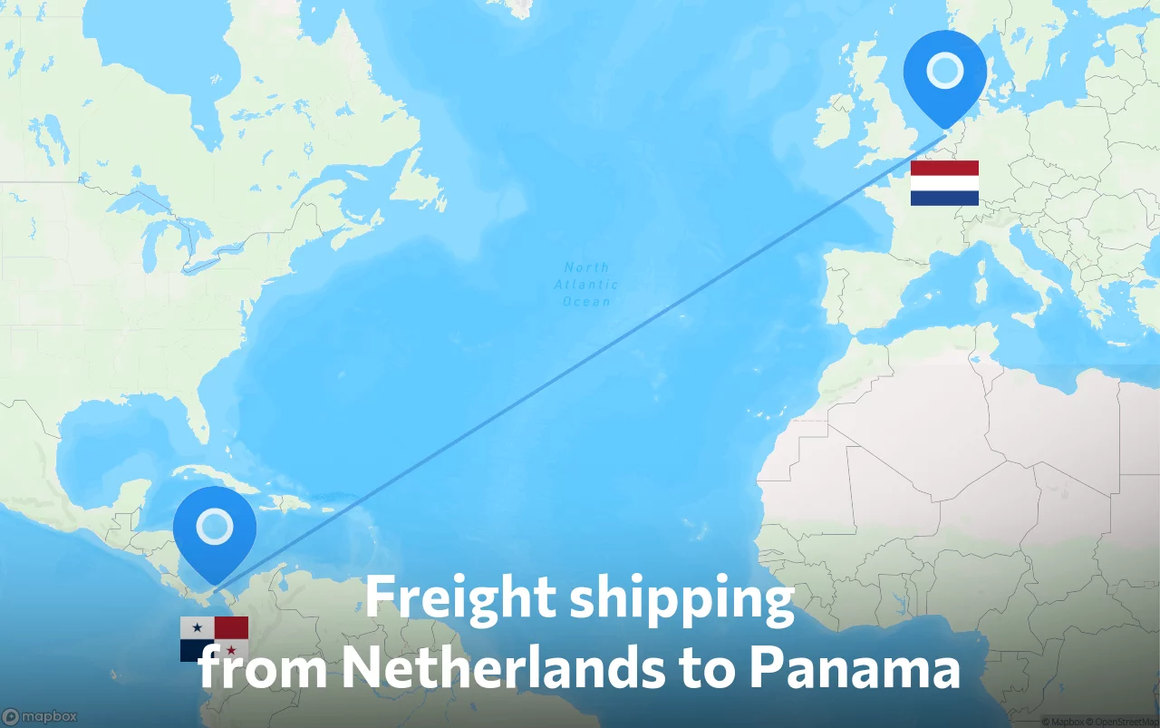 Shipping route from Netherlands to Panama