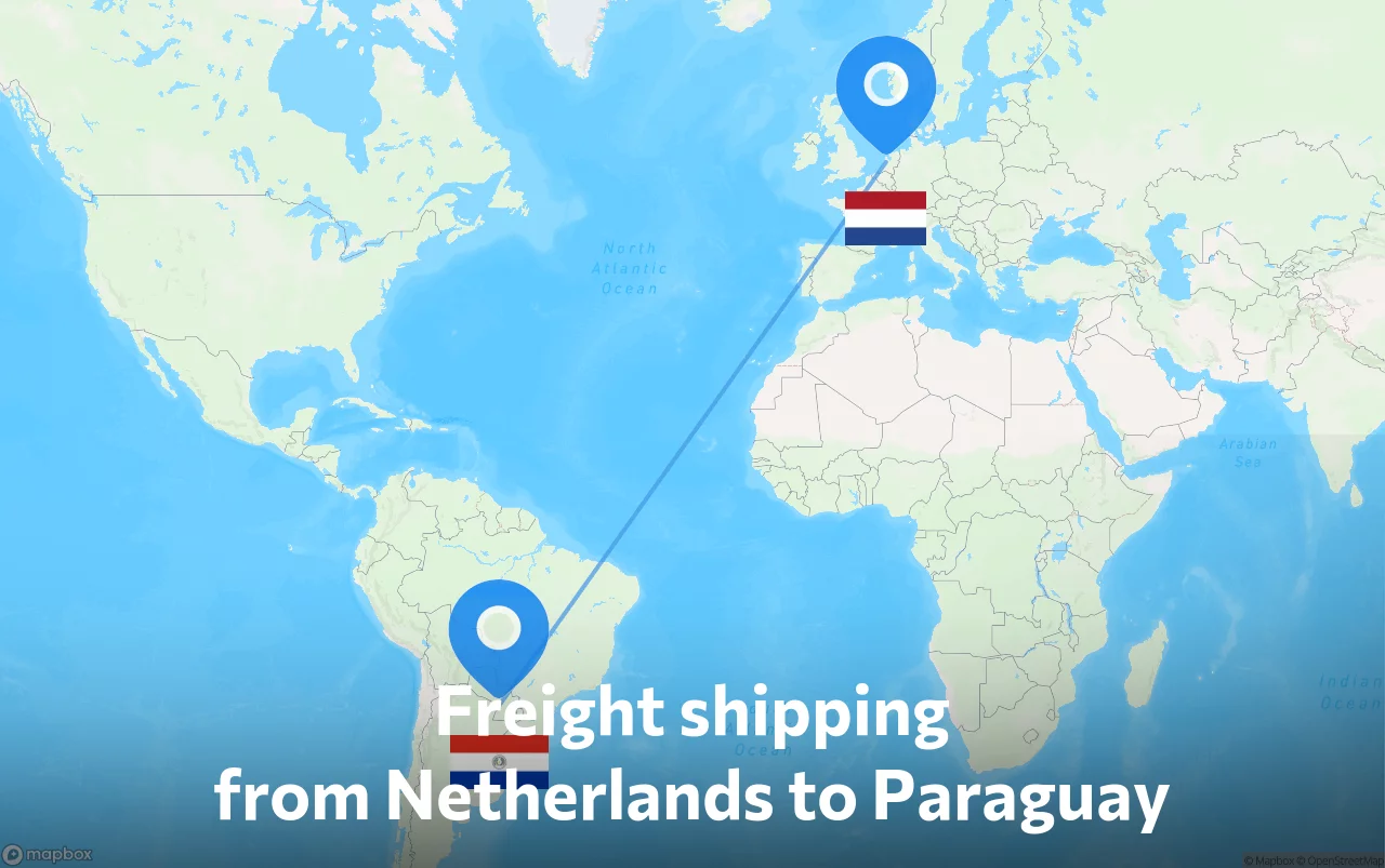 Shipping route from Netherlands to Paraguay
