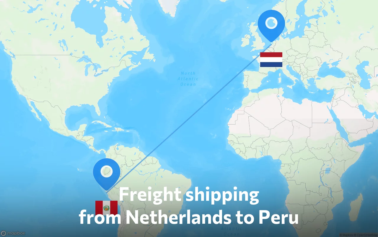 Shipping route from Netherlands to Peru