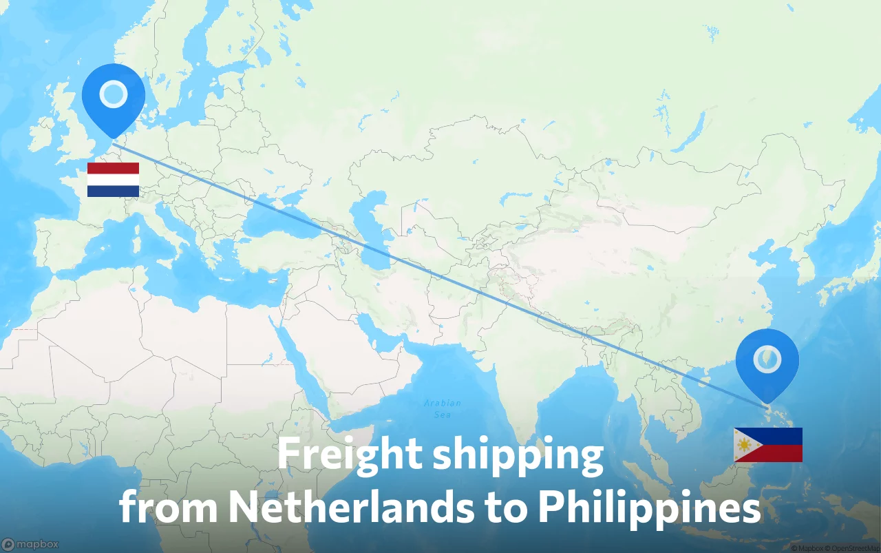 Shipping route from Netherlands to Philippines