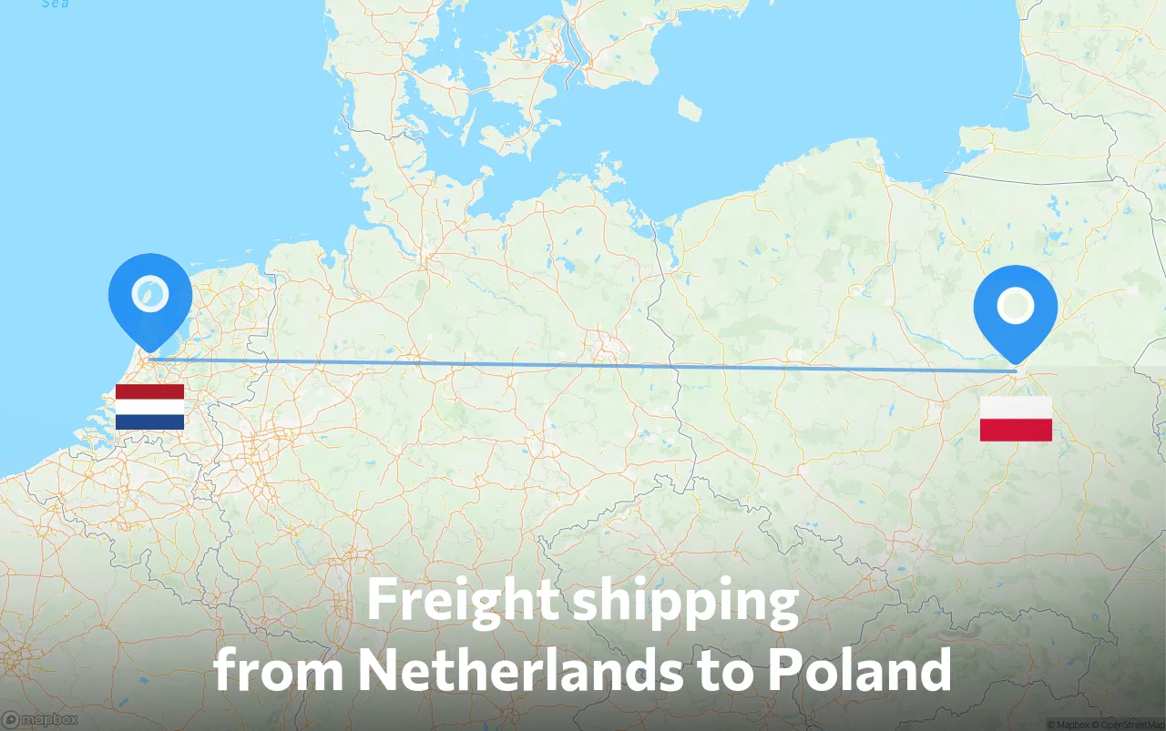 Shipping route from Netherlands to Poland