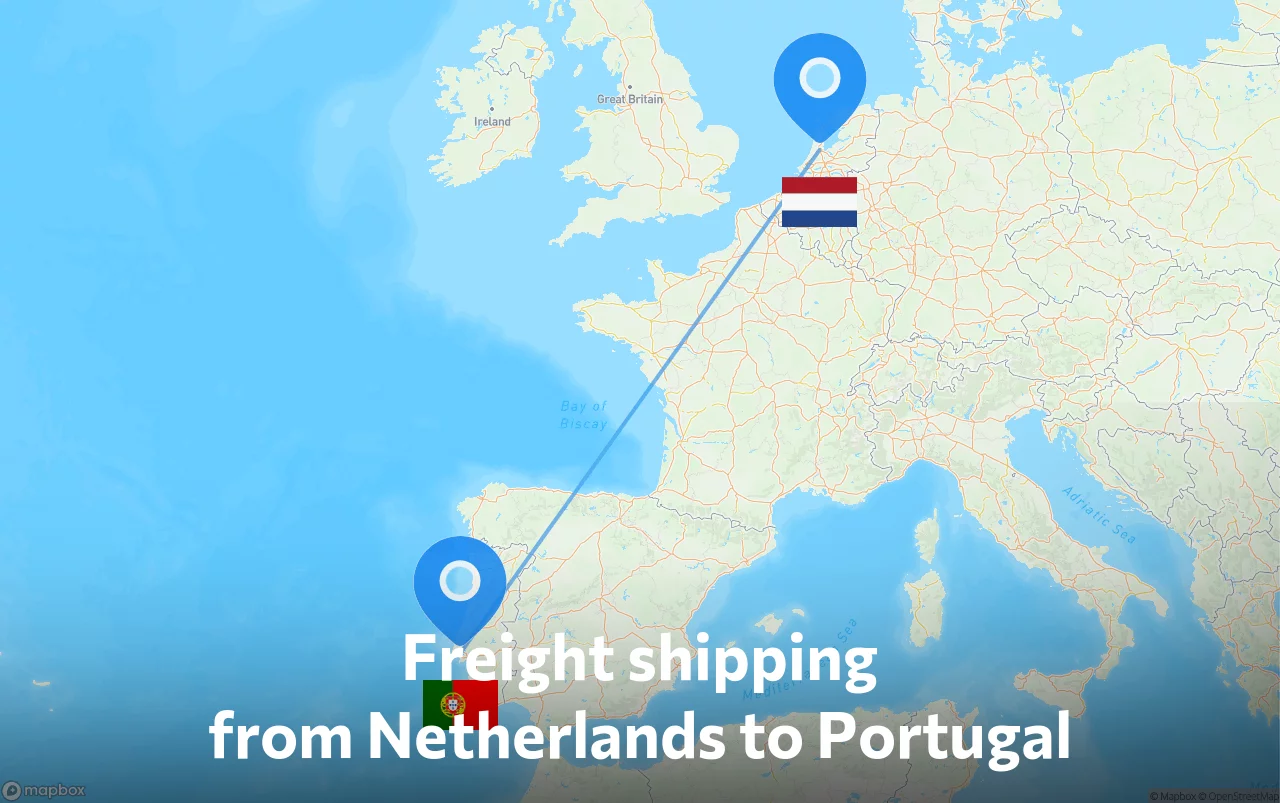 Shipping route from Netherlands to Portugal