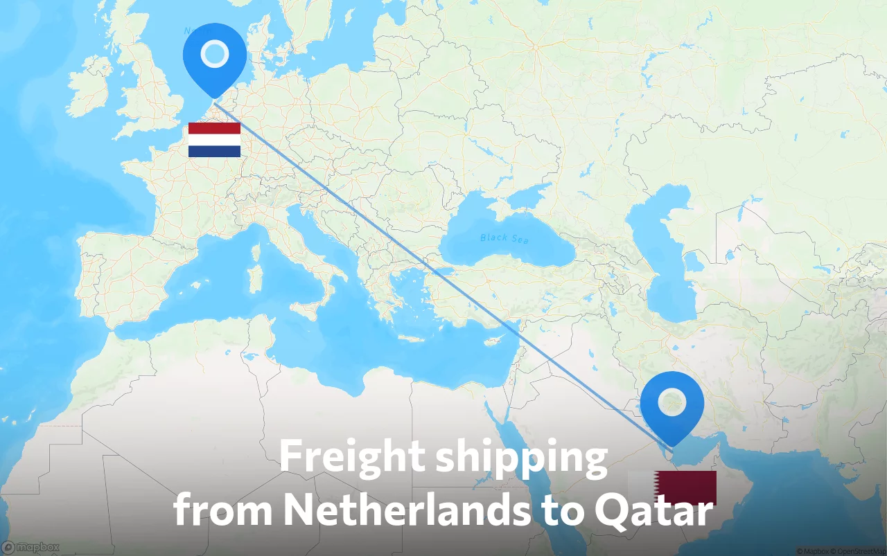 Shipping route from Netherlands to Qatar