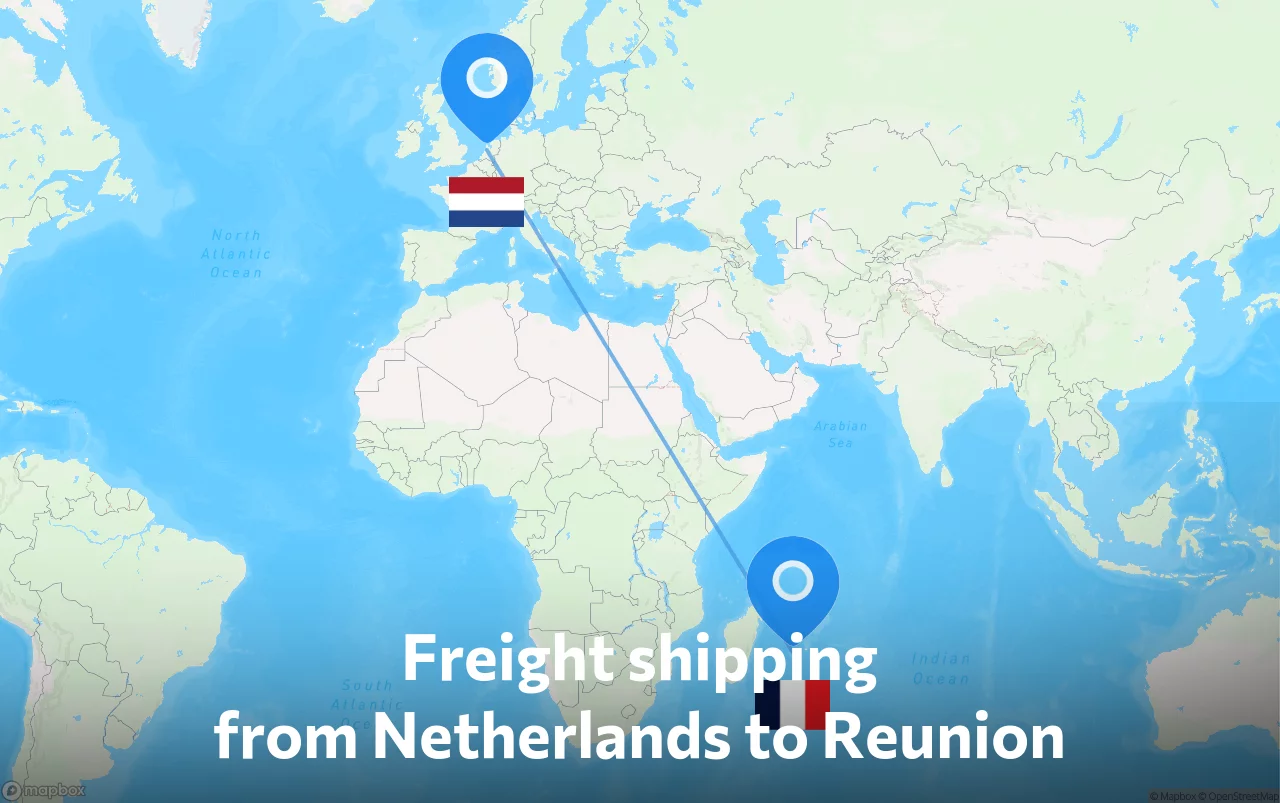 Shipping route from Netherlands to Reunion