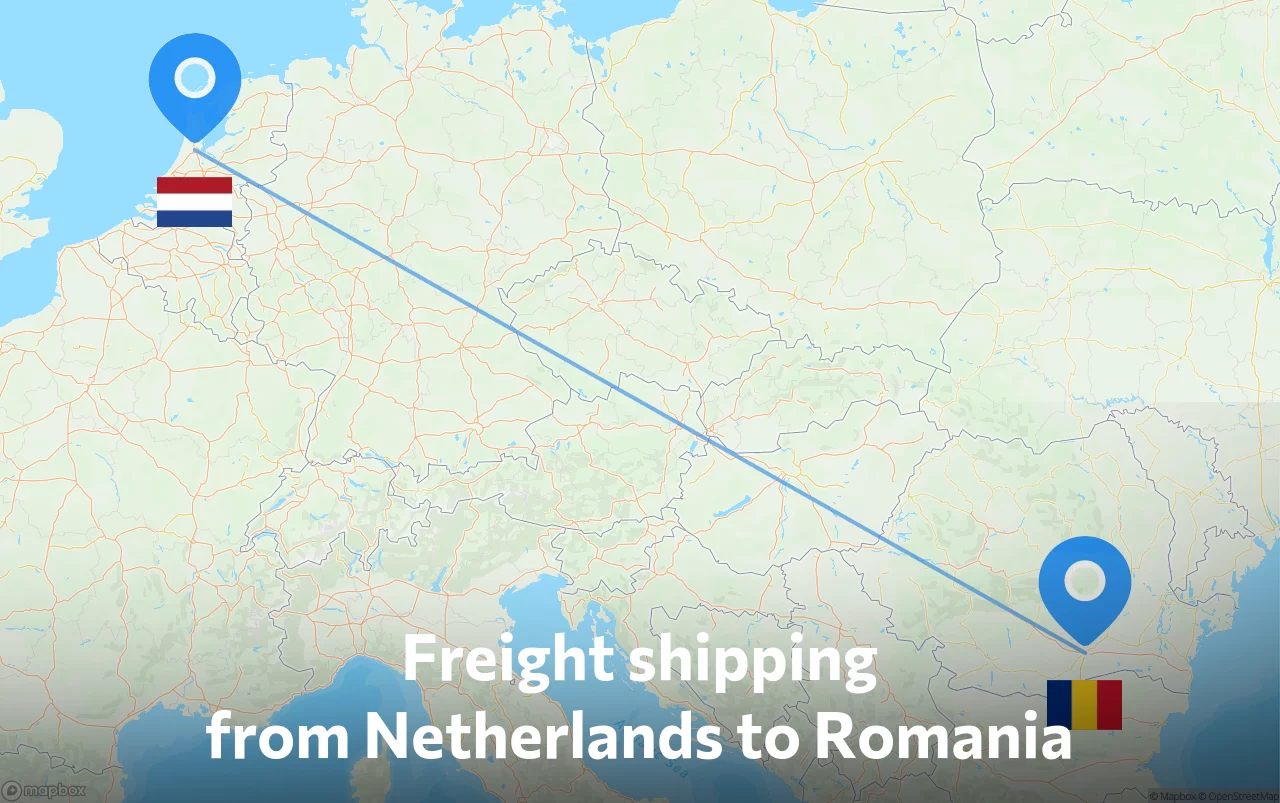 Shipping route from Netherlands to Romania