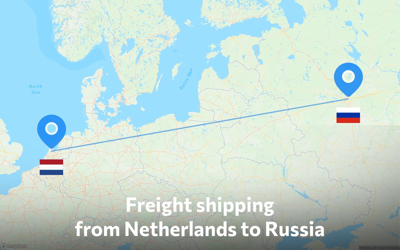Shipping route from Netherlands to Russia