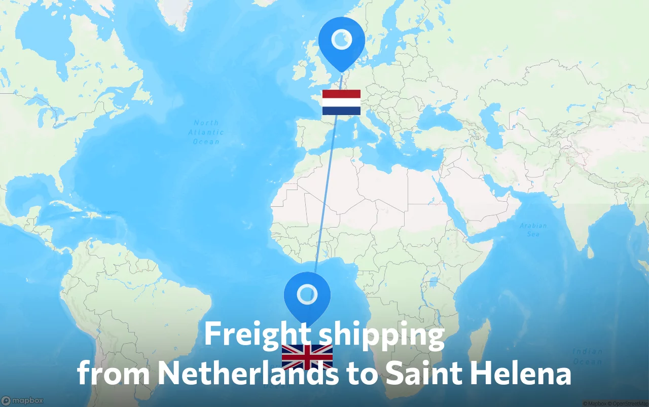 Shipping route from Netherlands to Saint Helena