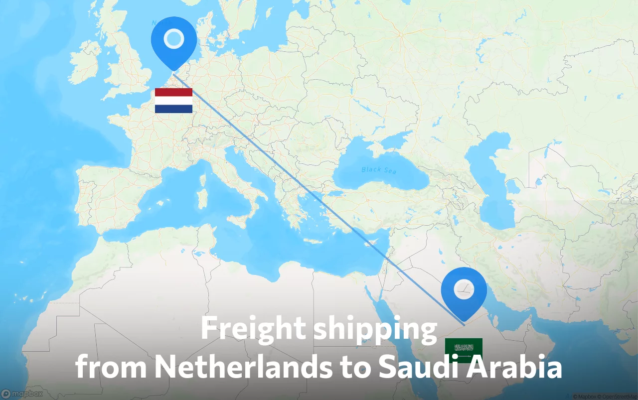 Shipping route from Netherlands to Saudi Arabia