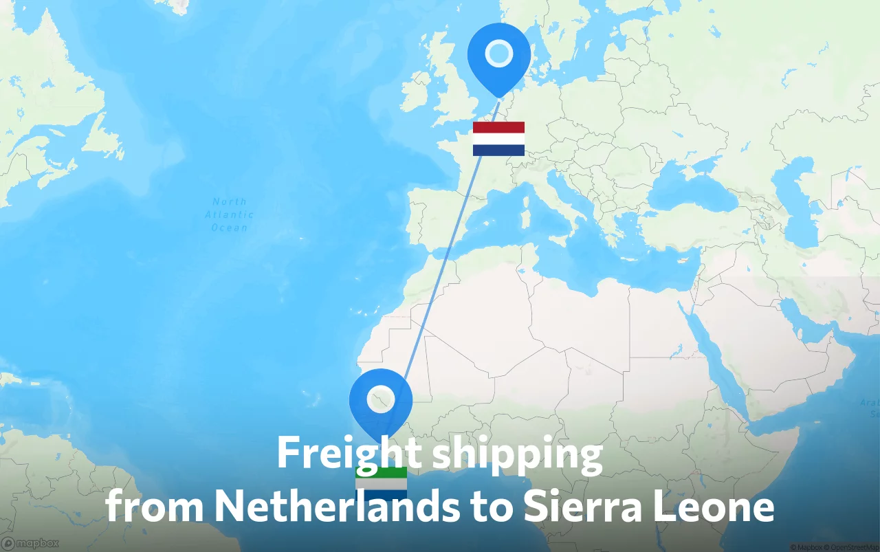 Shipping route from Netherlands to Sierra Leone