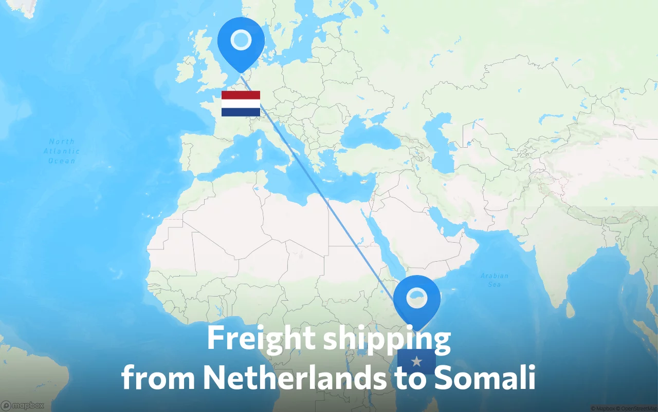 Shipping route from Netherlands to Somali
