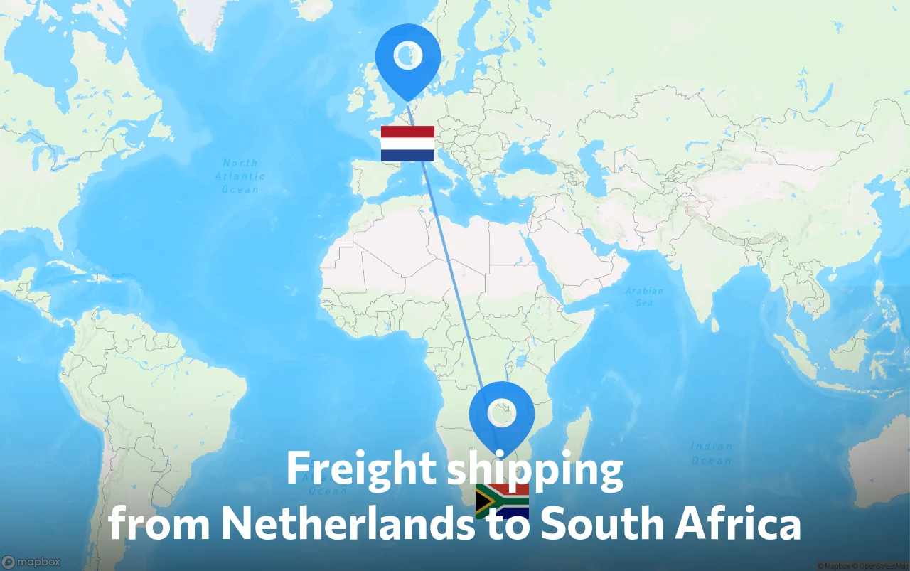 Shipping route from Netherlands to South Africa