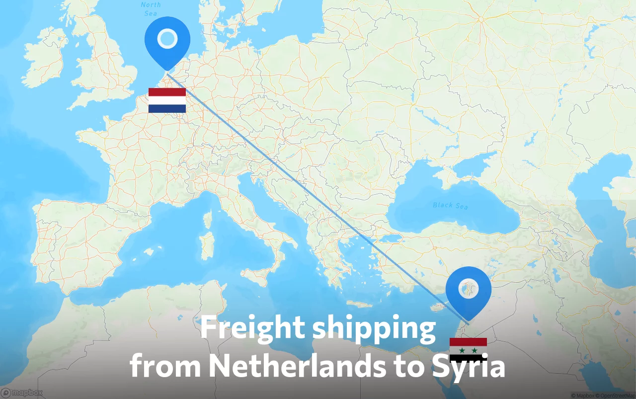 Shipping route from Netherlands to Syria